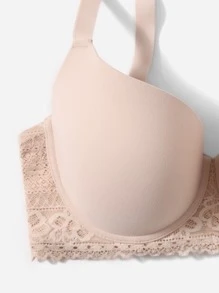 Áo Ngực & Áo Ngực Không Dây Kích Thước Lớn Tương phản ren màu trơn Lãng mạn - Màu be - Xem 4