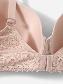 Áo Ngực & Áo Ngực Không Dây Kích Thước Lớn Tương phản ren màu trơn Lãng mạn - Màu be - Xem 5