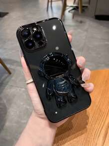 Astronaut Plating Bracket Phone Case Compatible With Iphone 15 Pro Max Full Coverage Soft Case - Black - View 2