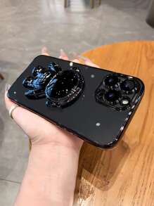 Astronaut Plating Bracket Phone Case Compatible With Iphone 15 Pro Max Full Coverage Soft Case - Black - View 3