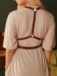 ROMWE Hippie Thắt dây an toàn màu trơn Giải trí - Rỉ Nâu - Xem 2