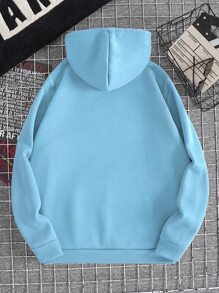 Manfinity Dauomo Men Kangaroo Pocket Drawstring Thermal Hoodie - Baby Blue - View 2
