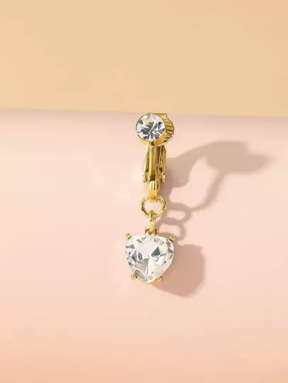 1入組水鑽愛心裝飾臍釘銅水晶龐克穿孔適合男人及女人-製作A大膽個性帶這潮流前衛身體鏈禮品銅首飾類