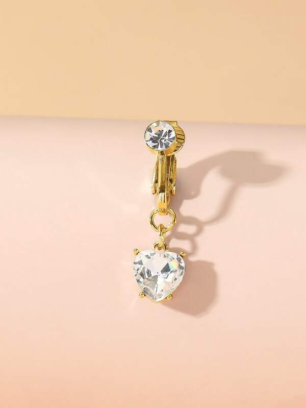 1入組水鑽愛心裝飾臍釘銅水晶龐克穿孔適合男人及女人-製作A大膽個性帶這潮流前衛身體鏈禮品銅首飾類