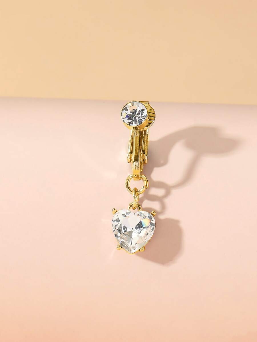 1入組水鑽愛心裝飾臍釘銅水晶龐克穿孔適合男人及女人-製作A大膽個性帶這潮流前衛身體鏈禮品銅首飾類