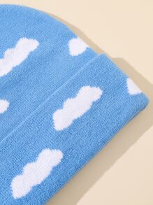 Men Cloud Pattern Beanie Hat For Winter For Daily Wear Gift For Friend Cute - Blue and White - View 2