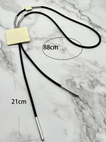 1pc Handmade Gothic Style Wooden Beaded Rubber Long Necklace - Black and White - View 3