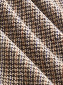 SHEIN MOD Casual Houndstooth Pleated Skirt For Autumn - Mocha Brown - View 5