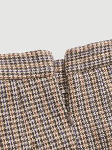 SHEIN MOD Casual Houndstooth Pleated Skirt For Autumn - Mocha Brown - View 6