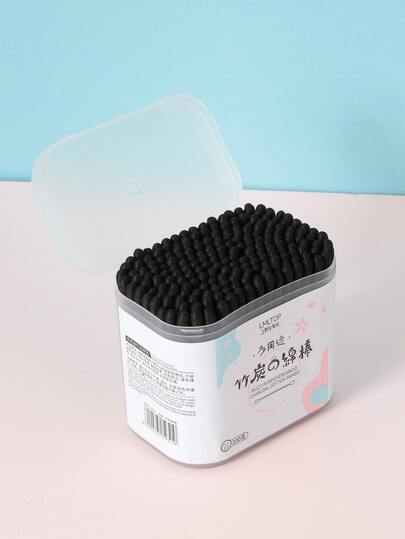 SHANGYELAMEILA 200pcs Bamboo Charcoal Swabs Disposable Spiral Double Head Makeup Cleaning Swabs Swabs, Skincare, Living Room Home Bedroom Bathroom House Decor, Travel Stuff, Wedding, Party, Birthday, Gifts For Men Mom Dad Friends, New Years, Accessories, Funny Gift