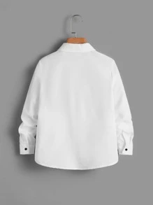 SHEIN 男孩前蝴蝶結襯衫和腰帶長褲 - 藍白色 - 查看 8