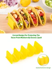 SHEIN Basic living 1pc Plain Taco Stand, Yellow Plastic Taco Holder Rack For Kitchen - Yellow - View 7