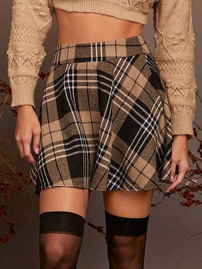 SHEIN High Waist Tartan Skirt