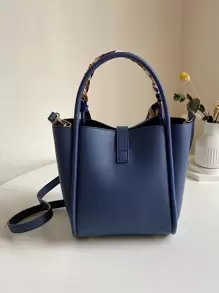 CONTAINEVERY 極簡荔枝紋手提包，配有圍巾，時尚萬用的斜跨包，適合成熟女性在工作或約會時使用