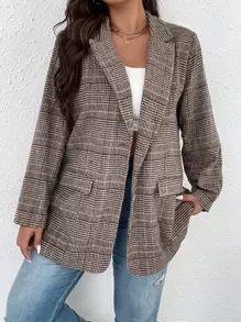 Flirla 大碼威爾斯親王格紋單排釦西裝外套