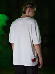 ROMWE MEN Harley Quinn | ROMWE Guys Letter Figure Graphic Tee - White - View 6