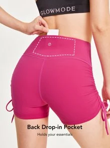 GLOWMODE 3" FeatherFit™ V-Waist Ruched Studio Shorts - Pink - View 3