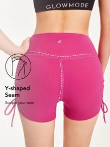 GLOWMODE 3" FeatherFit™ V-Waist Ruched Studio Shorts - Pink - View 6