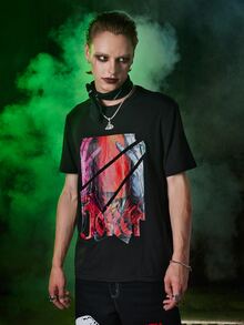 ROMWE MEN Harley Quinn | ROMWE Guys Graphic Print Tee - Black - View 3