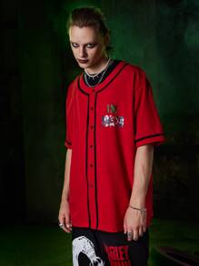 ROMWE MEN Harley Quinn | ROMWE Guys Figure Graphic Tee - Red - View 1