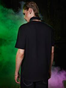 ROMWE MEN Harley Quinn | ROMWE Guys Graphic Print Tee - Black - View 6