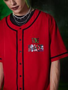 ROMWE MEN Harley Quinn | ROMWE Guys Figure Graphic Tee - Red - View 3