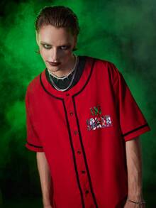 ROMWE MEN Harley Quinn | ROMWE Guys Figure Graphic Tee - Red - View 6