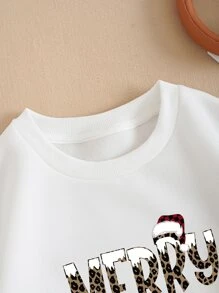 SHEIN Unity Quần áo thể thao nữ Giáng sinh Lá thư Giải trí - trắng - Xem 7