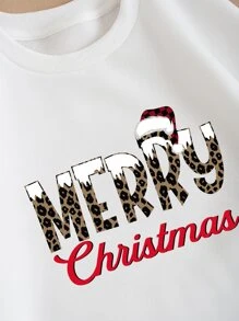 SHEIN Unity Quần áo thể thao nữ Giáng sinh Lá thư Giải trí - trắng - Xem 8