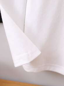 Toddler Boys 2pcs Mock Neck Letter Embroidery Tee - Black and White - View 4