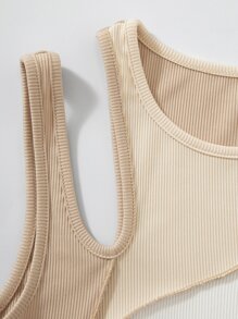 SHEIN Unity Colorblock Cut Out Rib-knit Tank Top - Multicolor - View 5