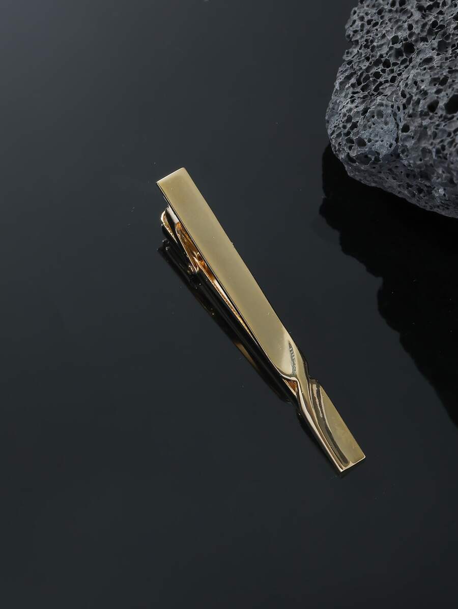 時尚流行男士簡約領帶夾朋克流行風格合金材料適合珠寶禮物和時尚外觀 - 金黃色 - 查看 1