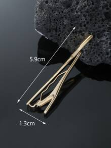 時尚流行男士簡約領帶夾朋克流行風格合金材料適合珠寶禮物和時尚外觀 - 金黃色 - 查看 3