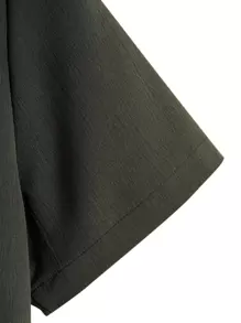 Manfinity Homme Hombres Camisa unicolor con botón - Verde Oscuro - Ver 4