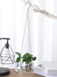 1pc Hanging Plant Container Without Plant - Silver - View 2