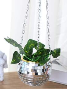 1pc Hanging Plant Container Without Plant - Silver - View 4