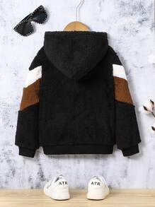 Toddler Boys Colourblock Hooded Teddy Jacket Without Tee - Multicolor - View 2