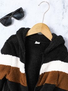 Toddler Boys Colourblock Hooded Teddy Jacket Without Tee - Multicolor - View 5