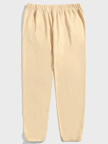 Manfinity Men Letter Graphic Slant Pockets Joggers - Khaki - View 5