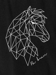 Manfinity RebelGame Men Geo & Letter Graphic Sweatshirt - Black - View 4