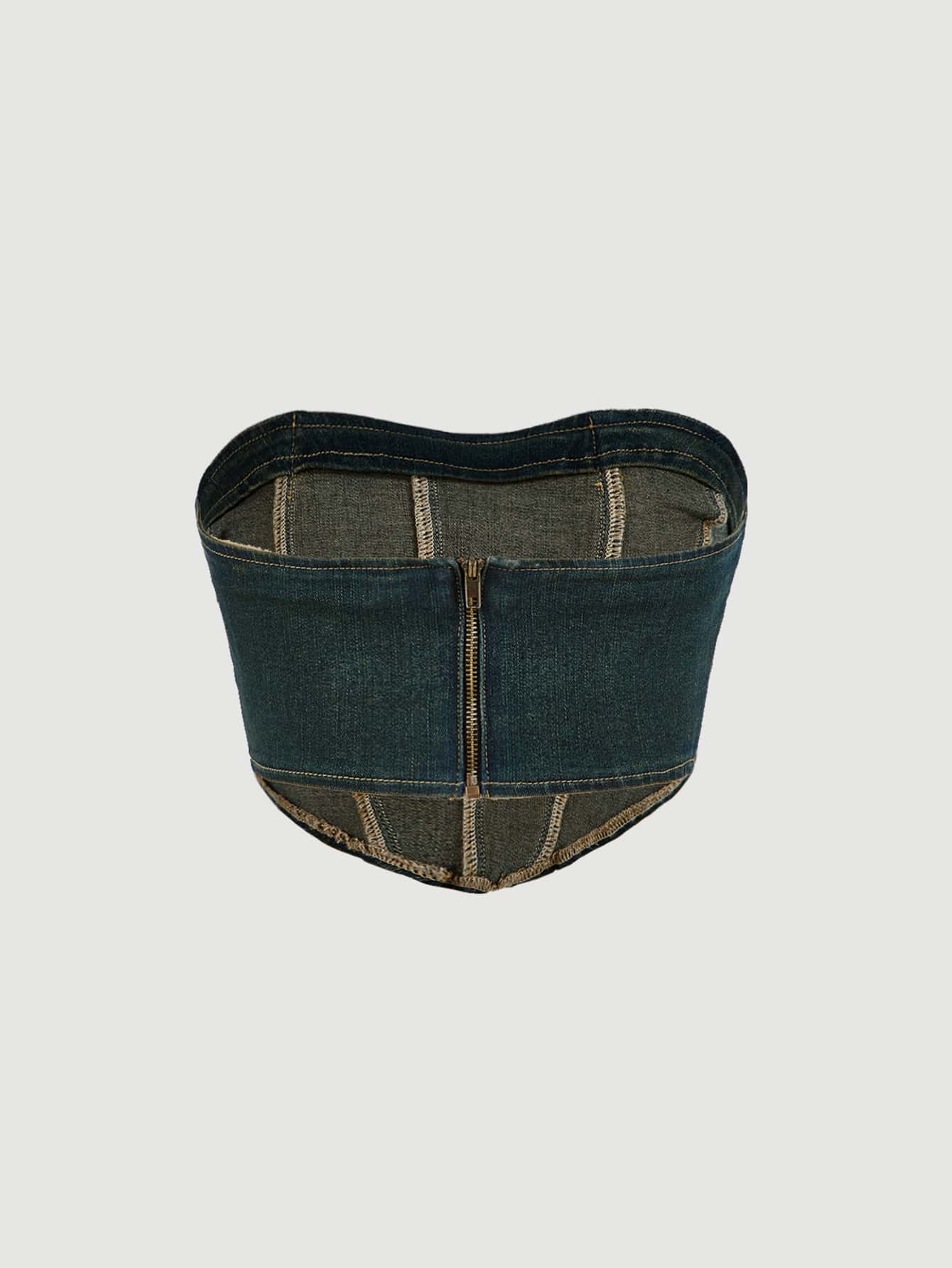 Hanky Hem Zip Back Tube Denim Top