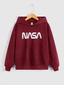 SHEIN Tween Jongen Grafische lettersprint Met kap Hals Sweatshirts