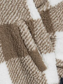 GENTILAND Men's Buffalo Plaid Print Oversized Teddy Jacket With Drop Shoulder (Tee Not Included) - Multicolor - View 6