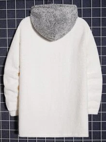 Manfinity VCAY Men Colourblock Hooded Teddy Coat Without Tee - White - View 4