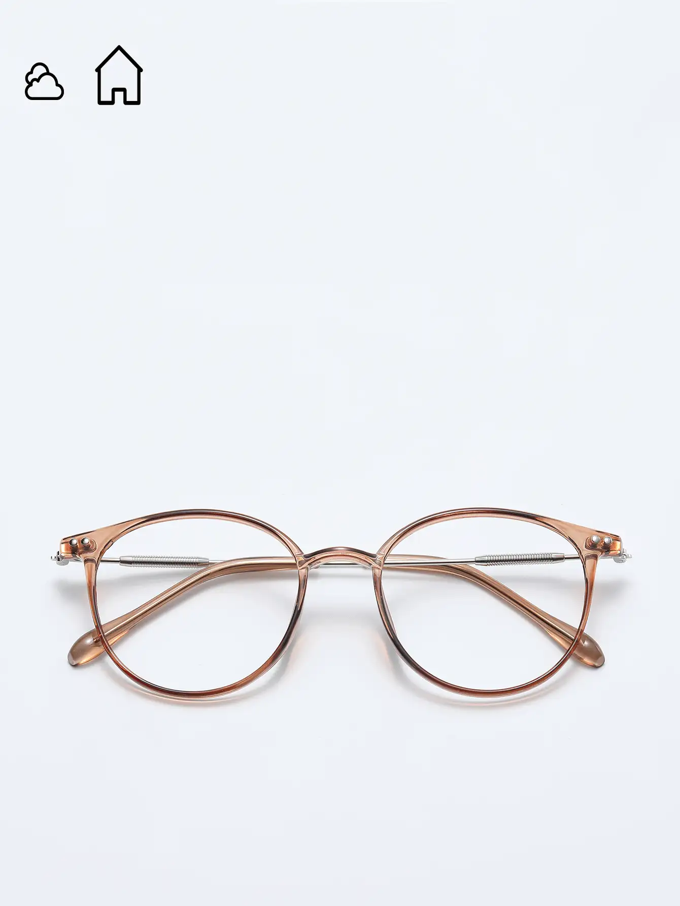 Color Changing Metal Frame Round Retro Fashion Glasses, Classic Style Decorative Outdoor Travel Beach Vacation Casual Wear Summer Fashion Glasses For Men And Women, Computer/Reading/Gaming/TV/Phone Glasses To Reduce Eye Fatigue, Fashion Clear Lens Eyeglasses Frame For Summer Beach Vacation, Outdoor, Travel - Brown - View 3