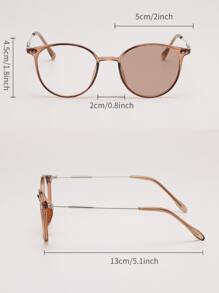 Color Changing Metal Frame Round Retro Fashion Glasses, Classic Style Decorative Outdoor Travel Beach Vacation Casual Wear Summer Fashion Glasses For Men And Women, Computer/Reading/Gaming/TV/Phone Glasses To Reduce Eye Fatigue, Fashion Clear Lens Eyeglasses Frame For Summer Beach Vacation, Outdoor, Travel - Brown - View 4