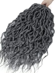 1Pack Faux Locs Crochet Hair, Soft Locs Crochet Braids, Pre Looped Goddess Locs Crochet Hair for Women Synthetic Braiding Hair Extensions - Dark Grey - View 5