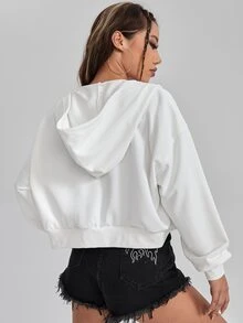 Distorted Dystopia Quần áo thể thao nữ Dây kéo Lễ Các Thánh Giải trí - trắng - Xem 2