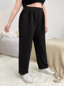 SHEIN EZwear 大碼彈性腰帶斜口袋長褲