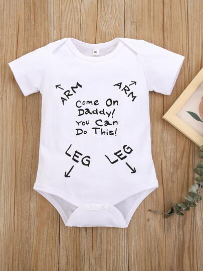 SHEIN Baby Boy Slogan Graphic Bodysuit